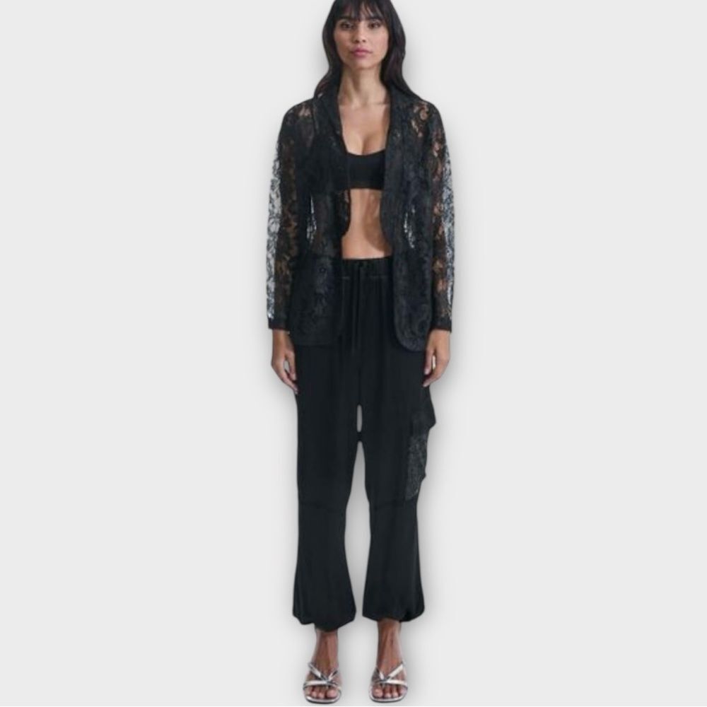 James Lakeland Sheer Lace Open Front  Blazer in Black Women’s Size M NWT - Picture 2 of 11